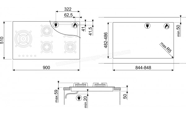 SMEG PV695LCNR - Dimensions