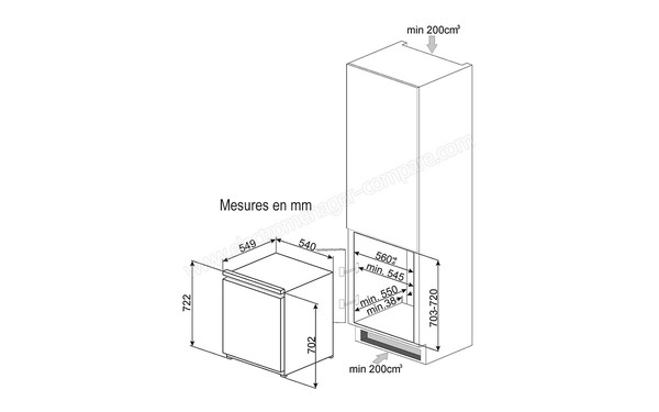 SMEG S3F072P - Sch&eacute;ma d'encastrement