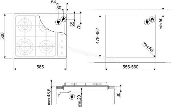 SMEG S64SAV2 - Dimensions