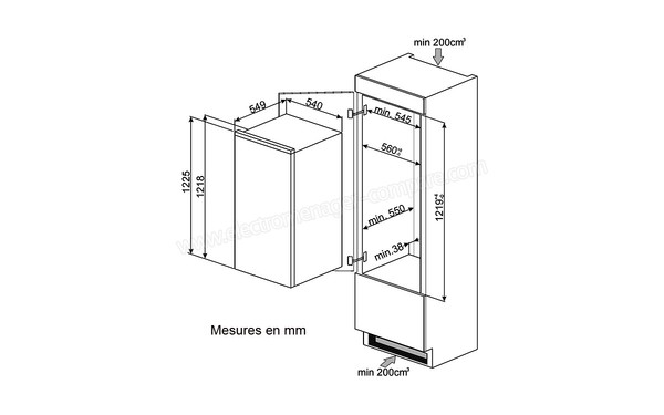 SMEG S7212LS2P - Sch&eacute;ma d'encastrement
