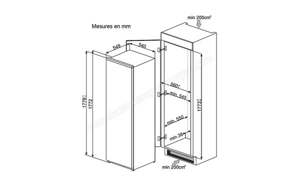 SMEG S7298CFEP - Sch&eacute;ma d'encastrement