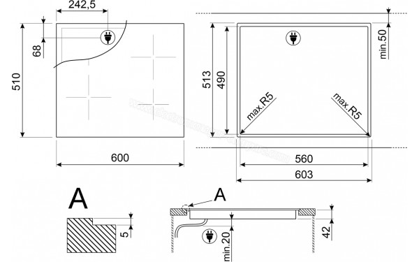 SMEG SE263TD2 - Dimensions