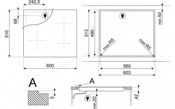 SMEG SE264TD2 - Dimensions