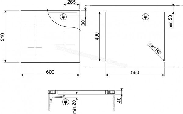 SMEG SE464TD - Dimensions