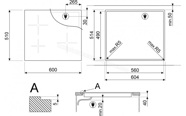 SMEG SE464TD - Dimensions