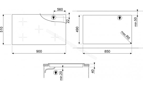 SMEG SE495ETD - Dimensions