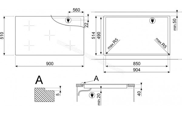 SMEG SE495ETD - Dimensions