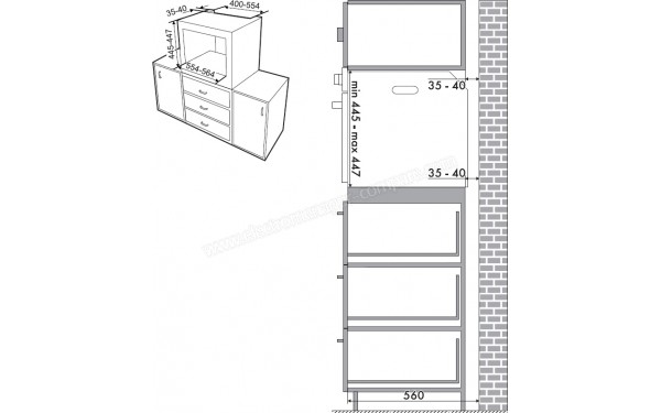 SMEG SF4101MN1 - Sch&eacute;ma technique encastrement en colonne (mm)