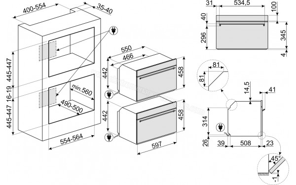 SMEG SF4301MCX - Dimensions