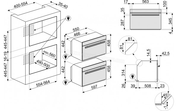 SMEG SF4604MCNR - Dimensions