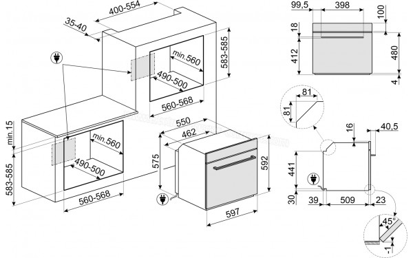 SMEG SFP6201TB - Dimensions