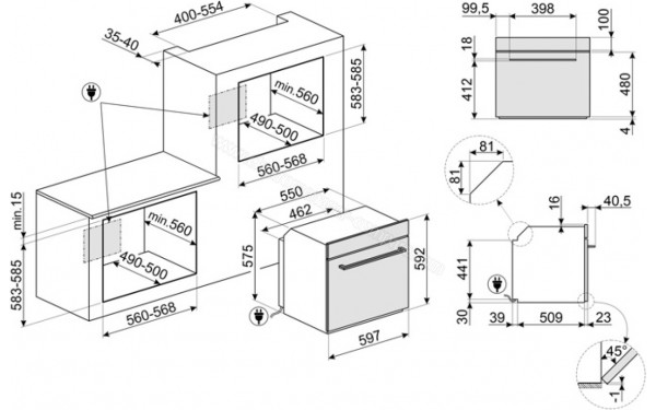 SMEG SFP6201TS - Dimensions