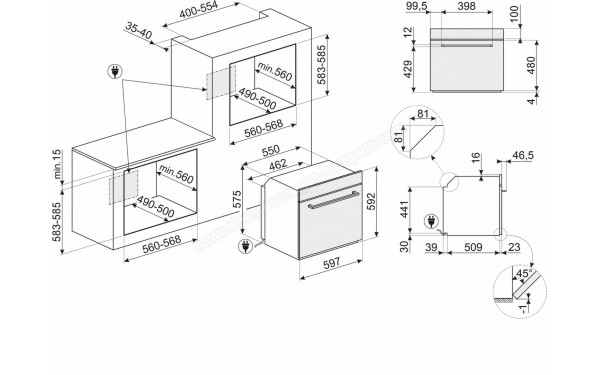 SMEG SFP6401TB - Dimensions