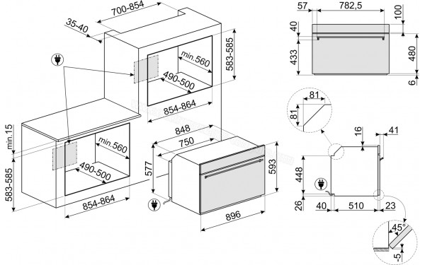 SMEG SFP9302TX - Dimensions