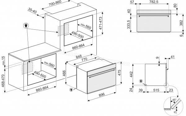 SMEG SFR9300N - Dimensions