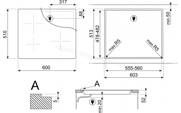 SMEG SI1B22631D - Dimensions