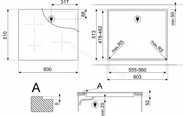 SMEG SI1B2633D - Dimensions