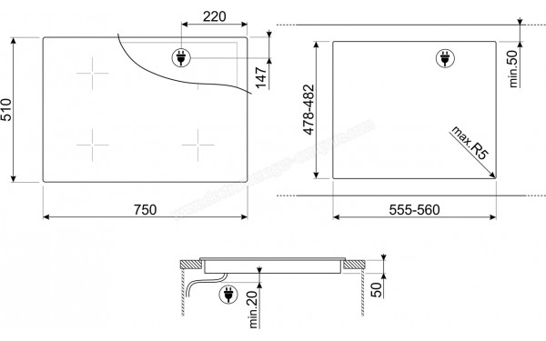 SMEG SI1M24744D - Dimensions