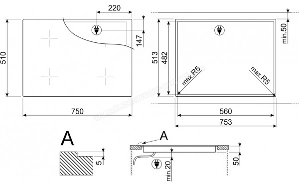 SMEG SI1M24744D - Dimensions