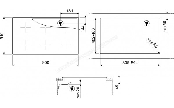 SMEG SI1M24954D - Dimensions