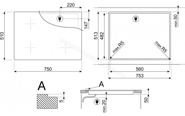SMEG SI1M4744D - Dimensions