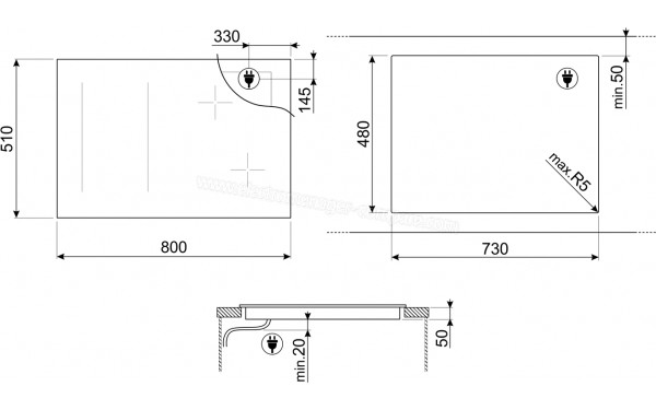 SMEG SI1M4844D - Dimensions