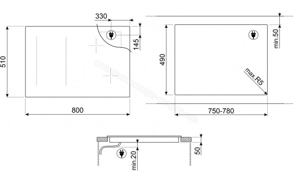 SMEG SI1M4854D - Dimensions