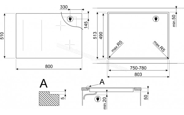 SMEG SI1M4854D - Dimensions