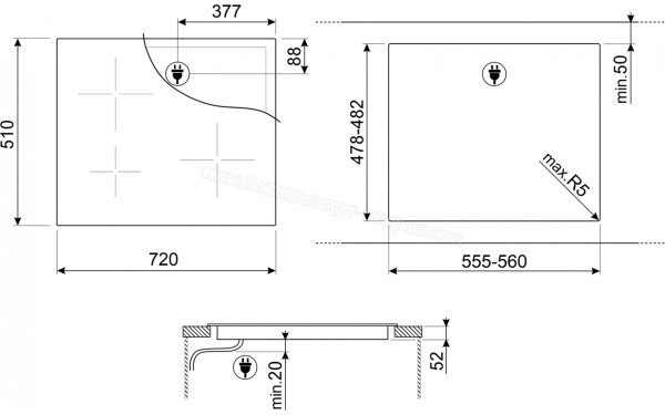 SMEG SI2731D - Dimensions