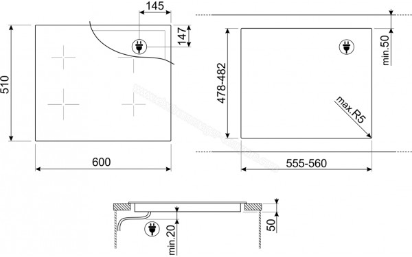 SMEG SI2B22641D - Dimensions