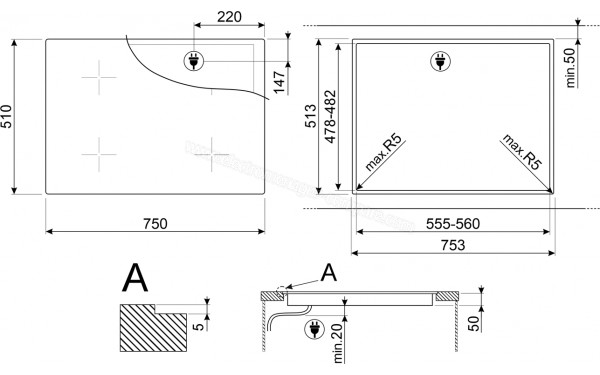 SMEG SI2B22741D - Dimensions