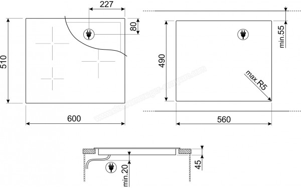 SMEG SI7633B1 - Dimensions