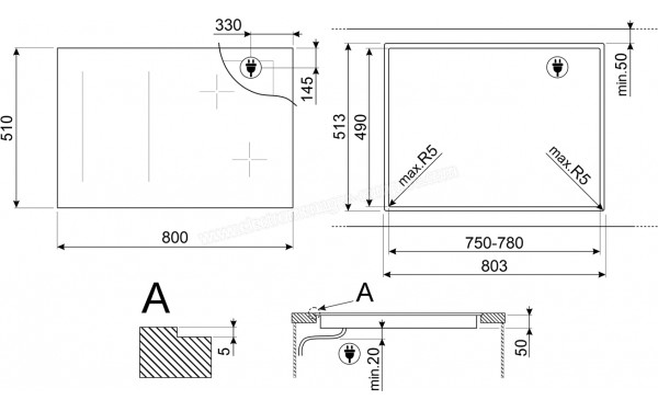 SMEG SIM3864D - Dimensions