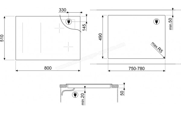 SMEG SIM3864N - Dimensions
