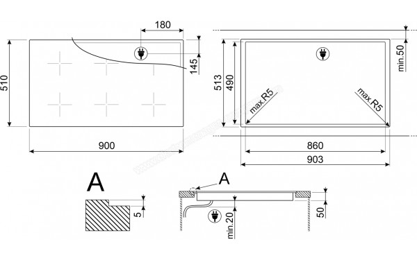 SMEG SIM3964N - Dimensions