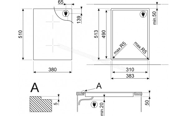 SMEG SIM6323R - Dimensions