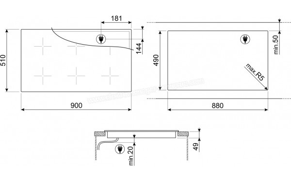 SMEG SIM6964R - Dimensions