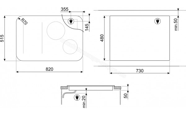 SMEG SISL7844 - Dimensions