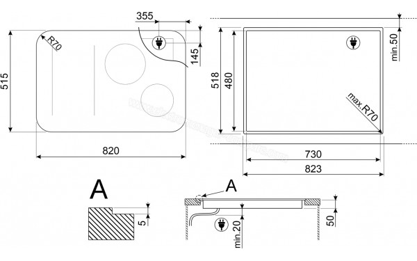 SMEG SISL7844 - Dimensions