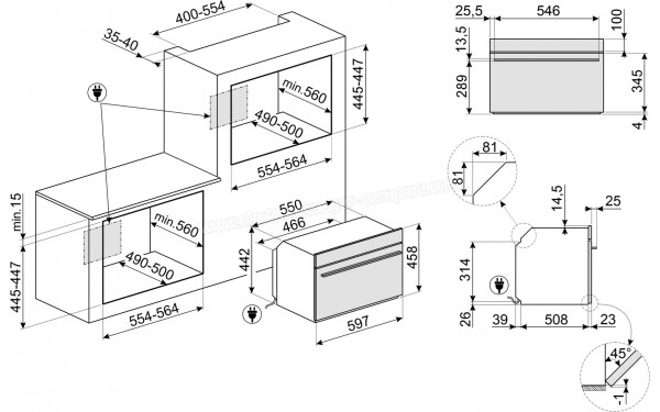 SMEG SO4101M0B3 - Dimensions