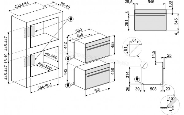 SMEG SO4102S3B3 - Dimensions