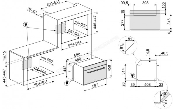 SMEG SO4204S4PB - Dimensions