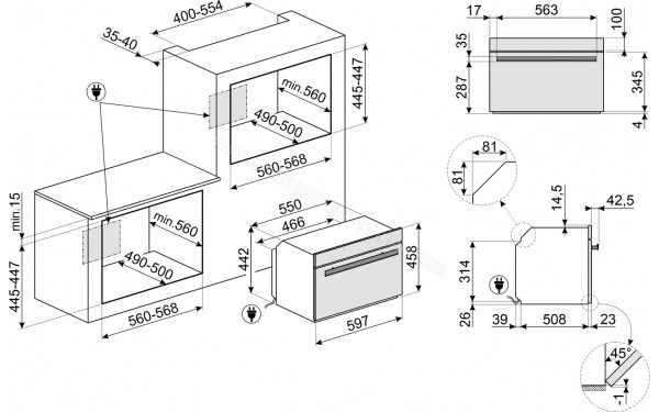 SMEG SO4604S4PNR - Dimensions
