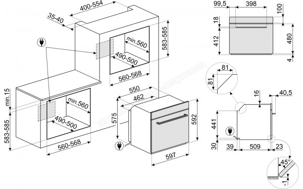 SMEG SO6204APB - Dimensions