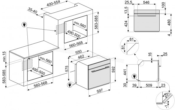 SMEG SOP6102S2PB3 - Dimensions