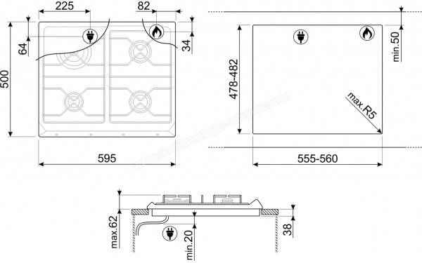 SMEG SRV564O - Dimensions