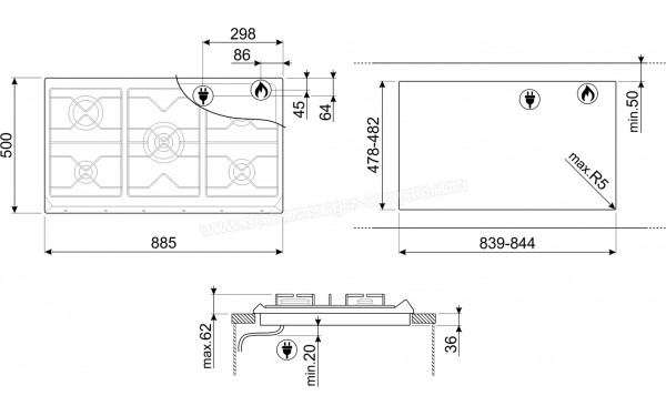 SMEG SRV596GH5 - Dimensions