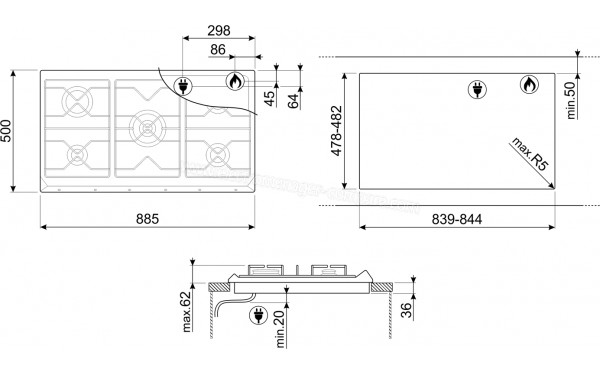 SMEG SRV596O - Dimensions