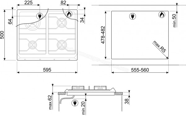 SMEG SRV864RAGH - Dimensions