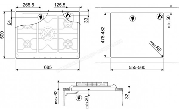 SMEG SRV876RAGH - Dimensions